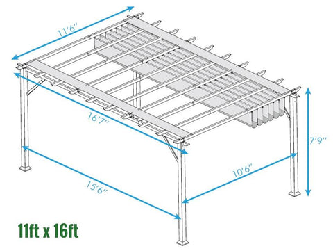 Paragon 11x16 Florence Aluminum Chilean Wood Finish & Sand Color Convertible Canopy Pergola - The Better Backyard