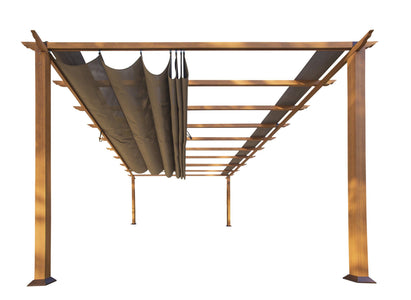 Paragon 11x16 Florence Aluminum Pergola Canadian Cedar Finish & Cocoa Color Canopy Pergola - The Better Backyard