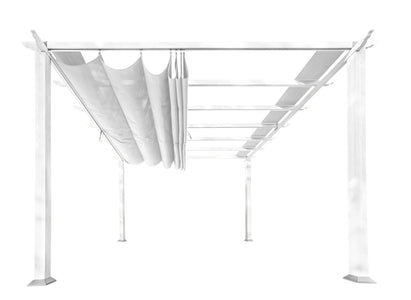 Paragon 11x16 Florence White Aluminum with Beach White Convertible Canopy Pergola - The Better Backyard