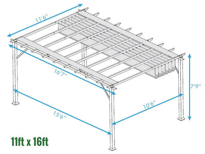 Paragon 11x16 Florence White Aluminum with Sand Color Convertible Canopy Pergola - The Better Backyard