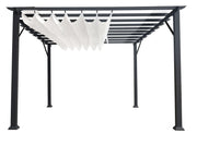 Image of Paragon 11x16 Grey Aluminum with Beach White Canopy Pergola - The Better Backyard