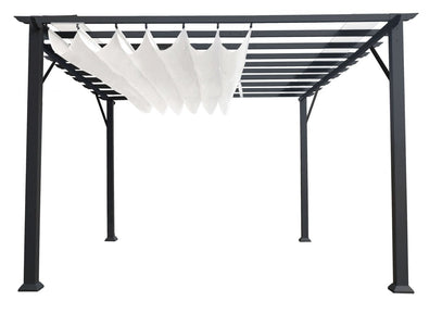 Paragon 11x16 Grey Aluminum with Beach White Canopy Pergola - The Better Backyard
