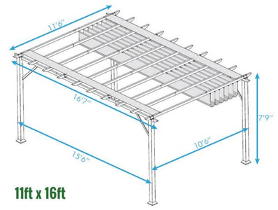 Paragon 11x16 Grey Aluminum with Beach White Canopy Pergola - The Better Backyard