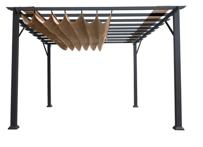 Paragon 11x16 Grey Aluminum with Cocoa Canopy Pergola - The Better Backyard