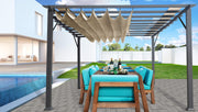 Image of Paragon 11x16 Grey Aluminum with Sand Canopy Pergola - The Better Backyard