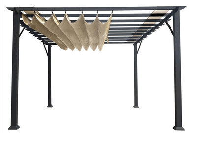 Paragon 11x16 Grey Aluminum with Sand Canopy Pergola - The Better Backyard