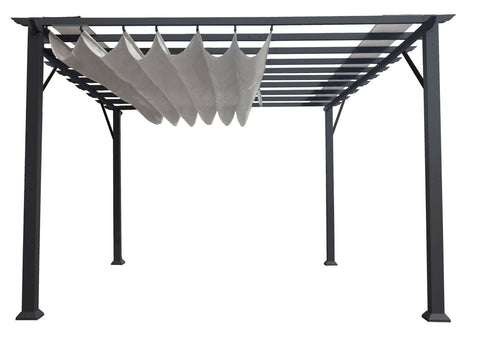 Paragon 11x16 Grey Aluminum with Silver Canopy Pergola - The Better Backyard