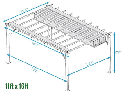 Paragon 11x16 Pergola Canadian Cedar Frame and Silver Canopy Pergola Paragon-Outdoor 