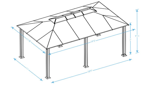 Paragon 12x20 Santa Monica Hard Top Gazebo Gazebo Paragon-Outdoor 