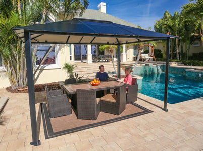 Paragon Durham 10x13 10x12 Hard Top with Netting Gazebo - The Better Backyard