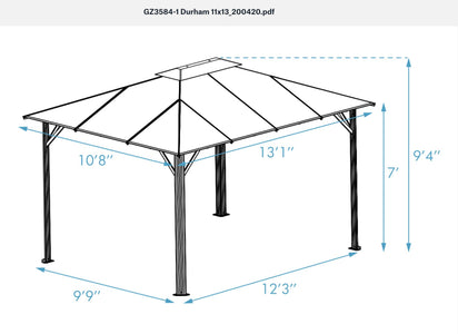 Paragon Durham 11x13 10x12 Hard Top with Netting Gazebo Gazebo Paragon-Outdoor 