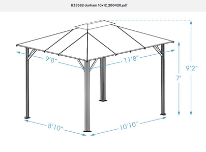 Paragon Durham 11x13 10x12 Hard Top with Netting Gazebo Gazebo Paragon-Outdoor 