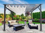 Image of Paragon Florence 11x11 Grey Aluminum Pergola with Beach White Convertible Canopy Pergola Paragon-Outdoor 