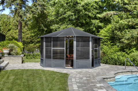 Penguin™ Sunroom Kit Gray/Tan with Metal Roof - 12' x 12' / 12' x 15' Solarium Gazebo Penguin 