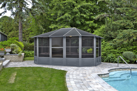 Penguin™ Sunroom Kit Gray/Tan with Metal Roof - 12' x 12' / 12' x 15' Solarium Gazebo Penguin 