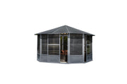 Image of Penguin™ Sunroom Kit Gray/Tan with Metal Roof - 12' x 12' / 12' x 15' Solarium Gazebo Penguin Grey 12x12 