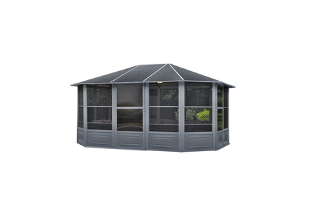 Penguin™ Sunroom Kit Gray/Tan with Metal Roof - 12' x 12' / 12' x 15' Solarium Gazebo Penguin Grey 12x15 
