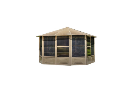 Penguin™ Sunroom Kit Gray/Tan with Metal Roof - 12' x 12' / 12' x 15' Solarium Gazebo Penguin Tan 12x12 