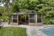 Image of Penguin™ Sunroom Kit Gray/Tan with Polycarbonate Roof 12' x 18' Solarium Gazebo Penguin Tan 12x18 