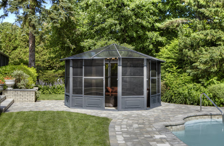 Penguin™ Sunroom Kit Gray/Tan with Polycarbonate Roof - The Better Backyard