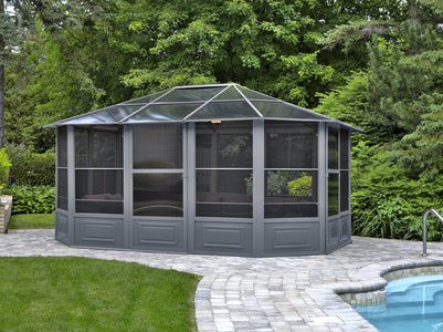Penguin™ Sunroom Kit Gray/Tan with Polycarbonate Roof - The Better Backyard