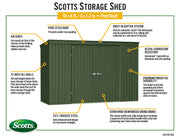 Image of Scotts 10x4 Garden Storage Shed, Green Shed Scotts 