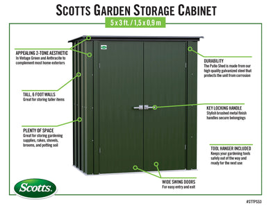 Scotts 5x3 Garden Storage Cabinet, Green Shed Scotts 
