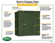 Image of Scotts 6x4 Garden Storage Shed, Green Shed Scotts 