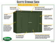 Image of Scotts 8x4 Garden Storage Shed, Green Shed Scotts 