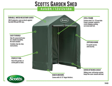 Scotts Garden Shed 4 x 4 x 6 Green Peak Shed Scotts 
