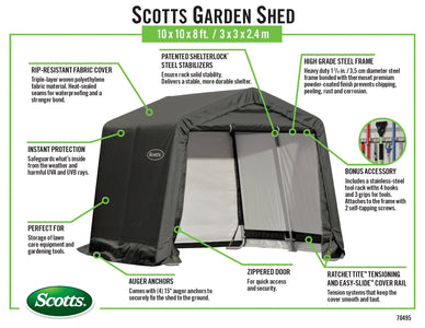 Scotts Storage Shed 10 X 10 X 8 Green Peak Shed Scotts 