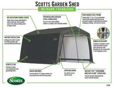 Scotts Storage Shed 10 X 15 X 8 Green Peak Shed Scotts 