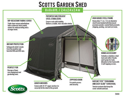 Image of Scotts Storage Shed 8 X 8 X 8 Green Peak Shed Scotts 
