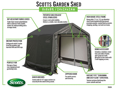 Scotts Storage Shed 8 X 8 X 8 Green Peak Shed Scotts 