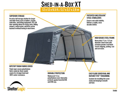 Shed-in-a-Box XT 12x12x9.5 Peak Gray Storage Product ShelterLogic 