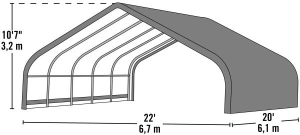 Shelter Logic 20x22x10 Peak Style Run-In Custom Shelters - The Better Backyard