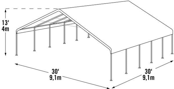 Shelter Logic 30x30x13 Frame White Cover FR Rated Canopy - The Better Backyard