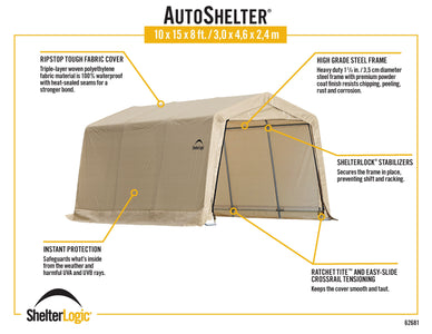 ShelterLogic AutoShelter 10 x 15 ft. Garage ShelterLogic 