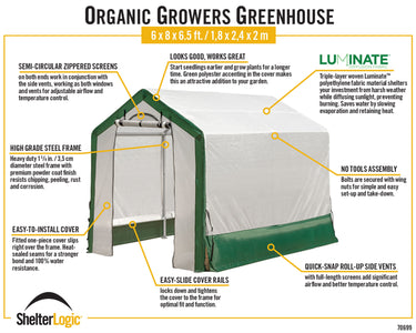 ShelterLogic Organic Growers Greenhouse 6x8x6.5 ft Greenhouses ShelterLogic 