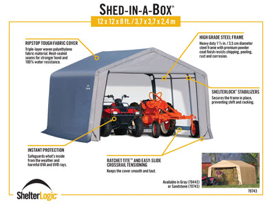 ShelterLogic Shed-in-a-Box 12 x 12 x 8 ft Peak Gray Shed ShelterLogic 