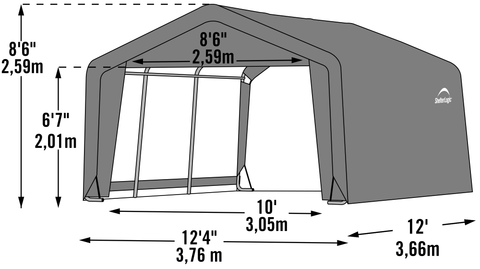 Image of ShelterLogic Shed-in-a-Box 12 x 12 x 8 ft Peak Gray Shed ShelterLogic 