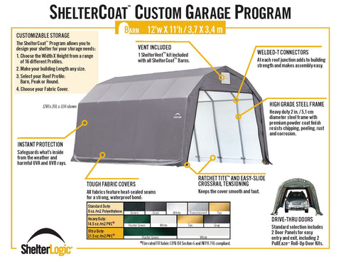 Image of ShelterLogic ShelterCoat 12 x 20 ft. Garage Barn Gray STD Garage ShelterLogic 