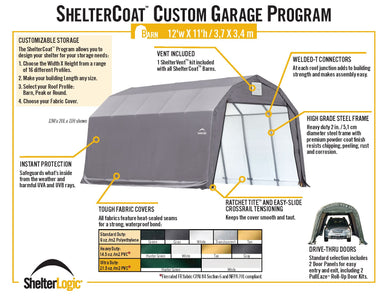 ShelterLogic ShelterCoat 12 x 20 ft. Garage Barn Gray STD Garage ShelterLogic 