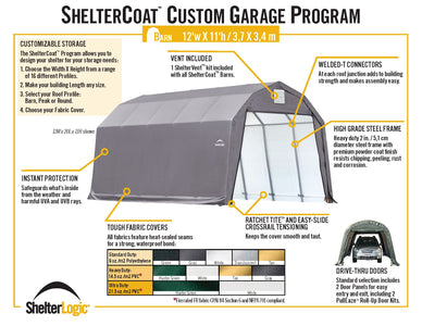 ShelterLogic ShelterCoat 12 x 24 ft. Garage Barn Gray STD Garage ShelterLogic 