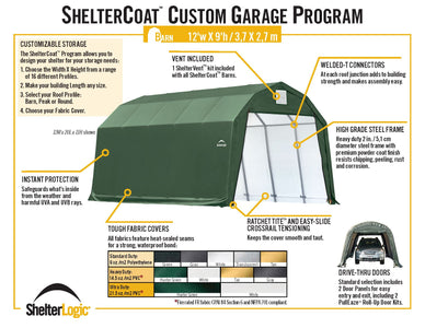 ShelterLogic ShelterCoat 12 x 28 ft. Garage Barn Gray STD Garage ShelterLogic 