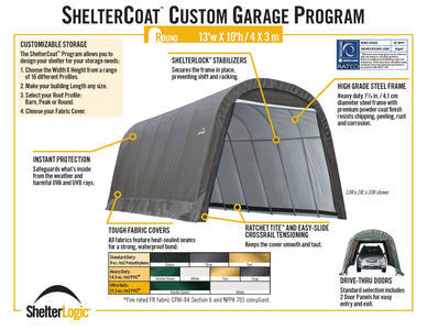 ShelterLogic ShelterCoat 13 x 28 ft. Wind and Snow Rated Garage Round Gray STD Garage ShelterLogic 
