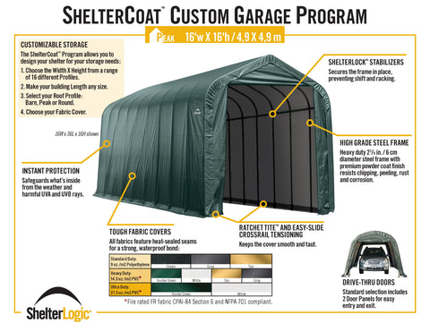 Image of ShelterLogic ShelterCoat 16 x 36 ft. Garage Peak Gray STD Garage ShelterLogic 