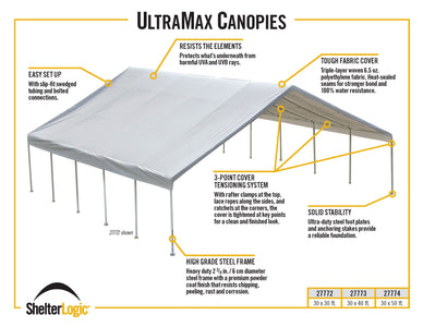 ShelterLogic UltraMax Canopy 30 x 30 ft. White Canopy ShelterLogic 