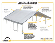 Image of ShelterLogic UltraMax Canopy 30 x 40 ft. White Canopy ShelterLogic 