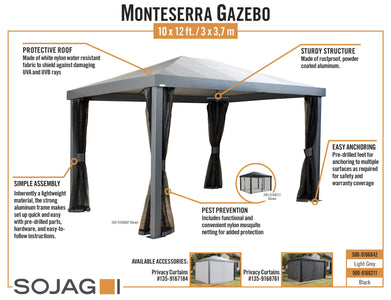 Sojag 10x12 Monteserra Gazebo with Mosquito Netting Gazebo SOJAG 